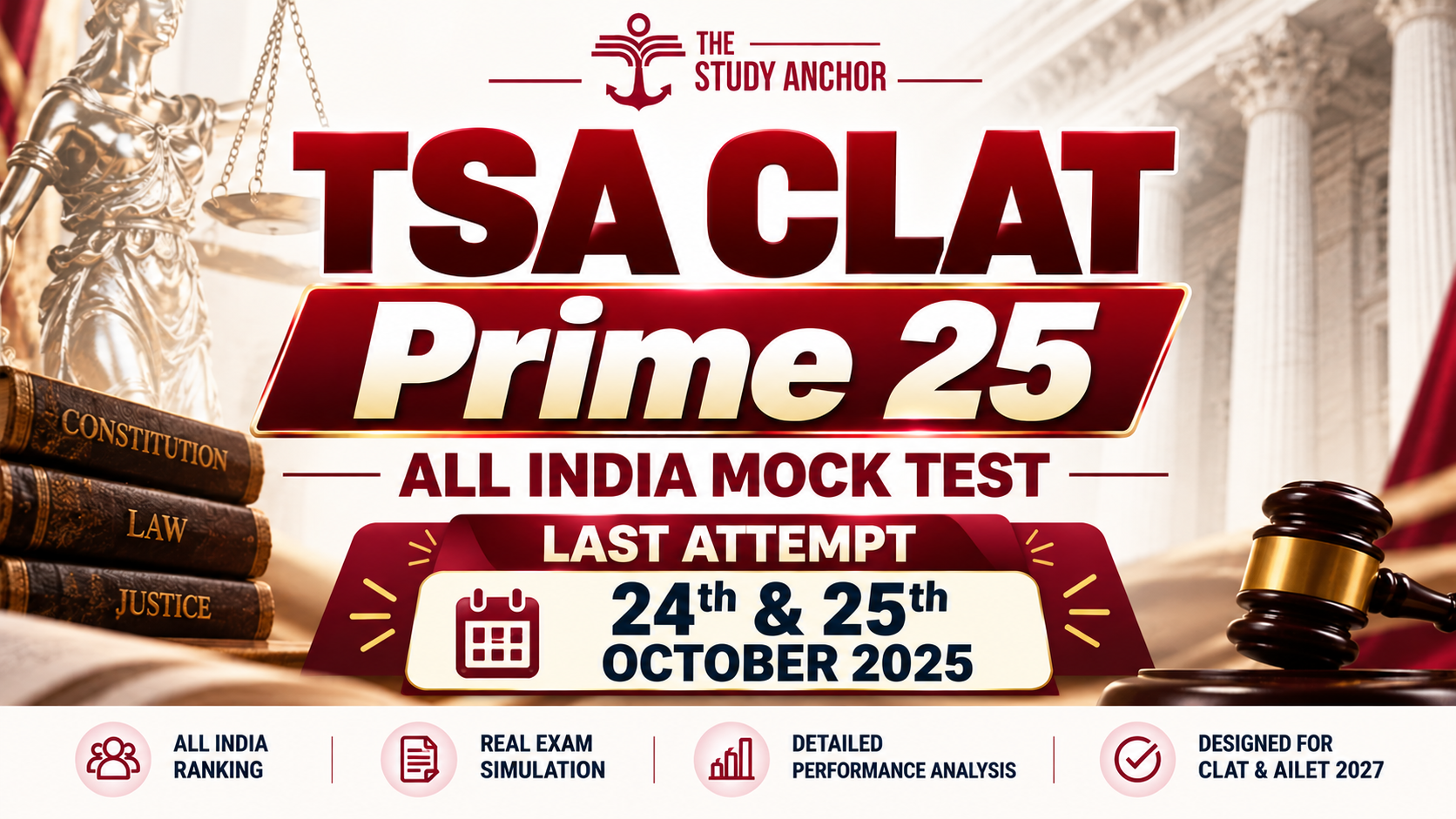 TSA CLAT Prime 25 All India Mock Test